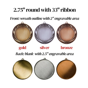Engravable Medals - Wreath Outline