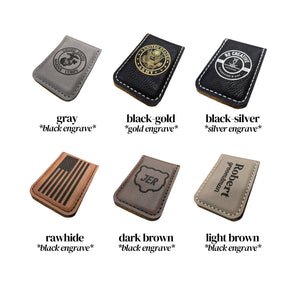 Engraved Faux Leather Money Clip