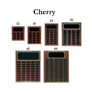 Set of wooden plaque sizes with numbers indicating quantity on a white background, labeled 'Cherry'.