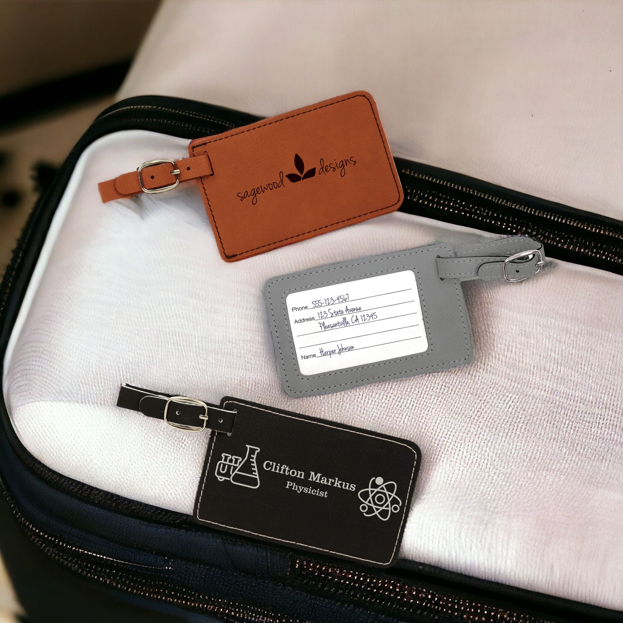 Custom Engraved Luggage Tags - Leatherette