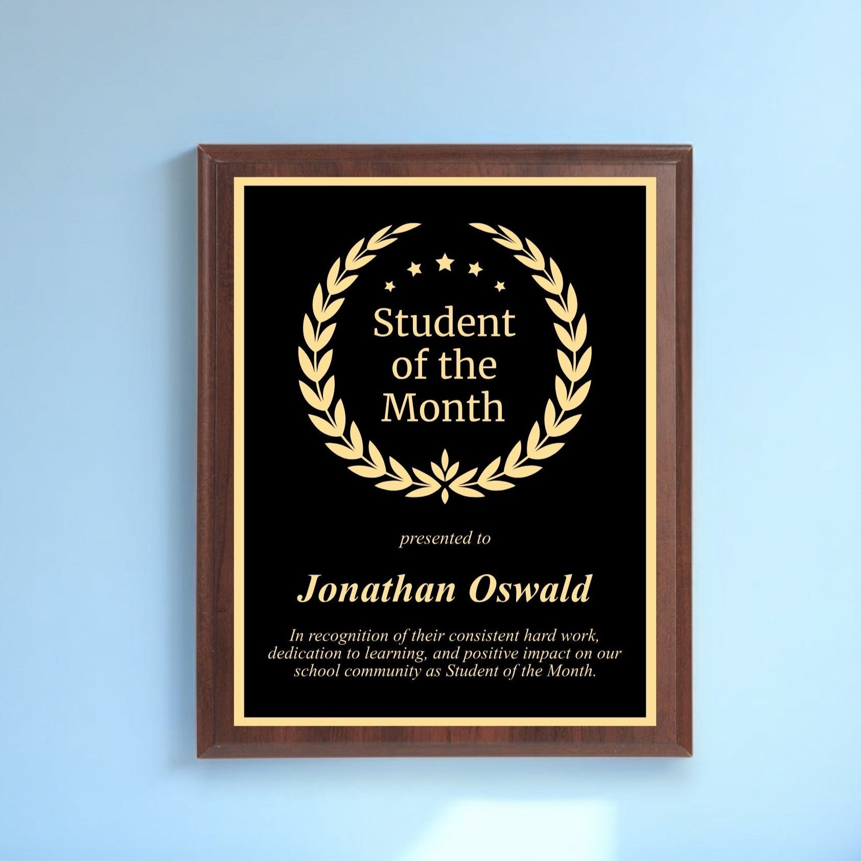 Custom Cherry Plaque Award