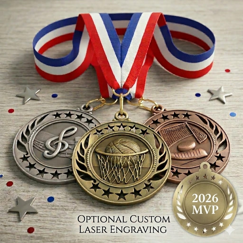 Custom Engraved Sports Medal | Gold, Silver or Bronze – R2