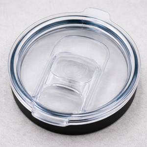 Clear lid with black base on a light gray background
